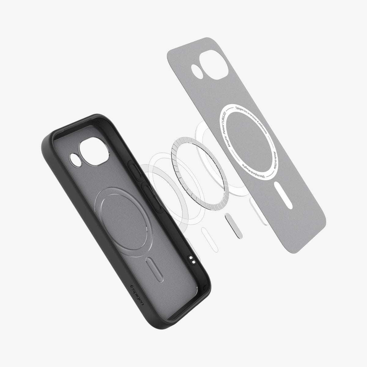 ACS11278 - Pixel 10a Ultra Hybrid Metal Ring (Mag Fit) in Frost Black showing the multiple layers of case
