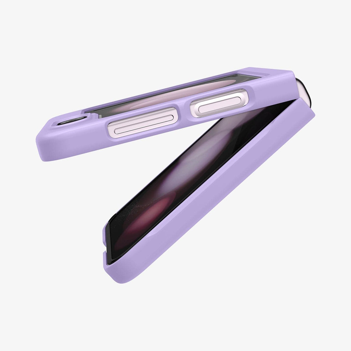 ACS06232 - Galaxy Z Flip 5 Case AirSkin in rose purple showing the side and partial inside with device slightly open