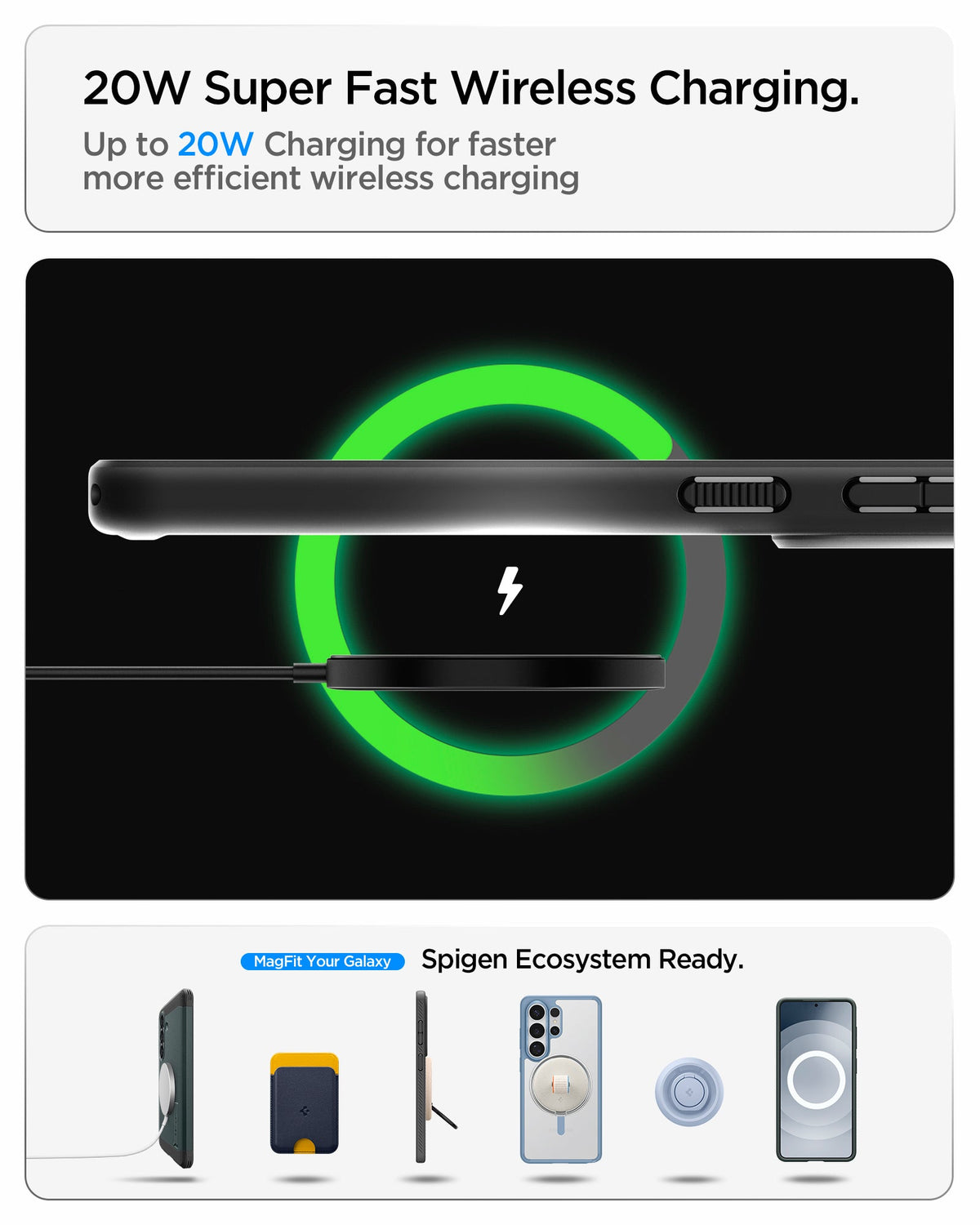 ACS10968 - Showing the 20W Super Fast Wireless charging. Up to 20W charging for faster more efficient wireless charging