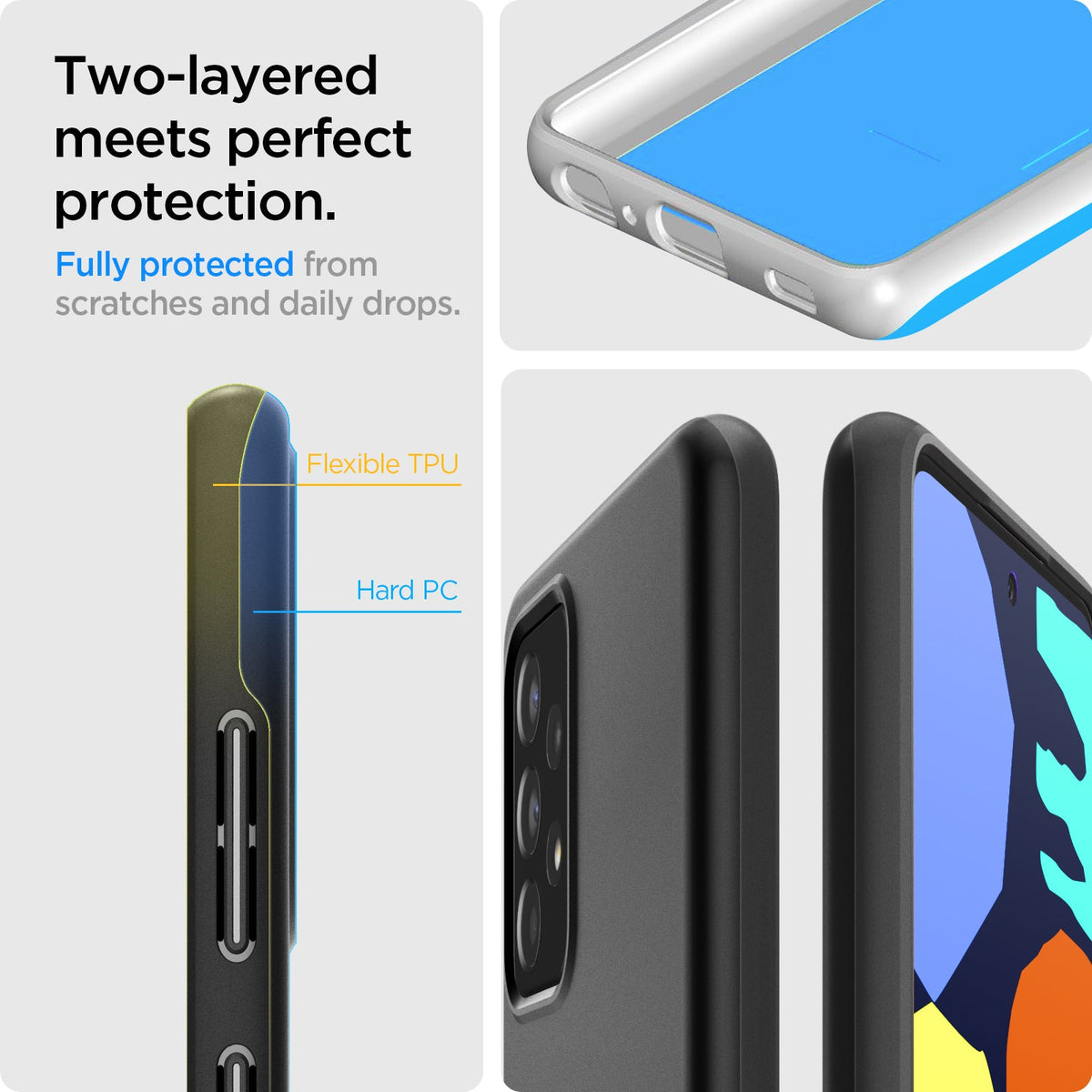 ACS02314 - Galaxy A52 Case Thin Fit in Black two layered meets perfect protection. Fully protected from scratches and daily drops.
