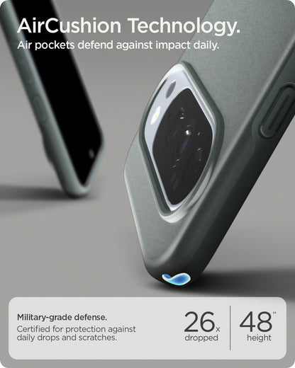 ACS09724 - Pixel 10 Pro XL Thin Fit (MagFit) in Sage Green showing aircushion technology. air pockets defend against impact daily.