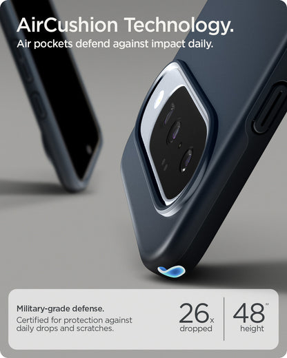 ACS09700 - Pixel 10, Pixel 10 Pro Thin Fit (MagFit) in Metal Slate showing aircushion technology. air pockets defend against impact daily.
