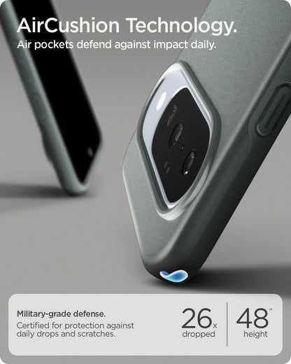 ACS09701 - Pixel 10, Pixel 10 Pro Thin Fit (MagFit) in Sage Green showing aircushion technology. air pockets defend against impact daily.