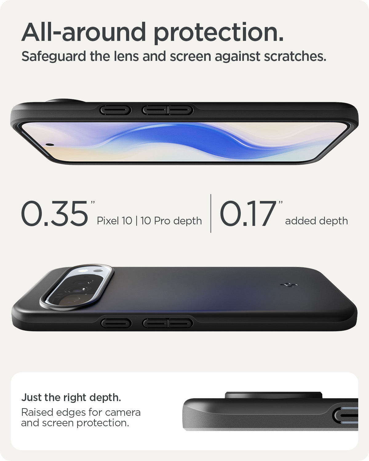 ACS09722 - Pixel 10 Pro XL Thin Fit (MagFit) in black showing all around protection. safeguard the lens and screen against scratches.