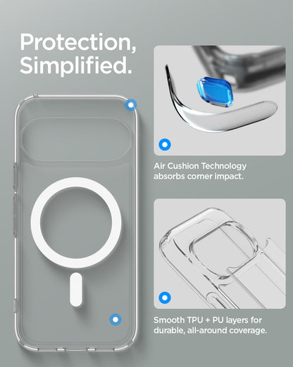 ACS11451 - Pixel 11 Pro XL Ultra Hybrid (Mag Fit) Clear White case featuring Air Cushion Technology, reinforced corners, and durable hybrid TPU and PC construction.