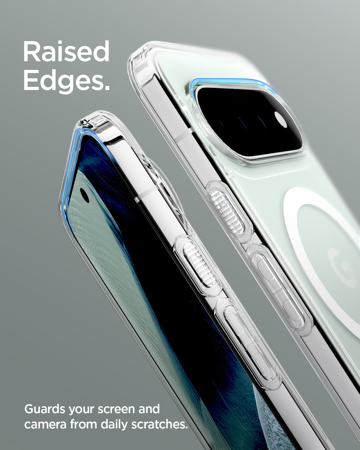 ACS11451 - Pixel 11 Pro XL Ultra Hybrid (Mag Fit) Clear White raised edges help protect the screen and camera from everyday scratches and surface contact.