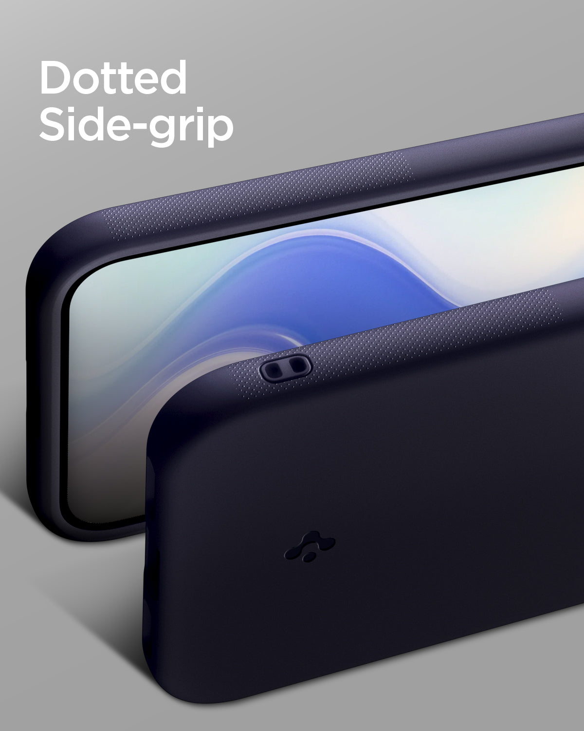 ACS11434 - Pixel 11 Pro Nano Pop (Mag Fit) Blueberry Navy close up showing the textured side grips and integrated strap hole.