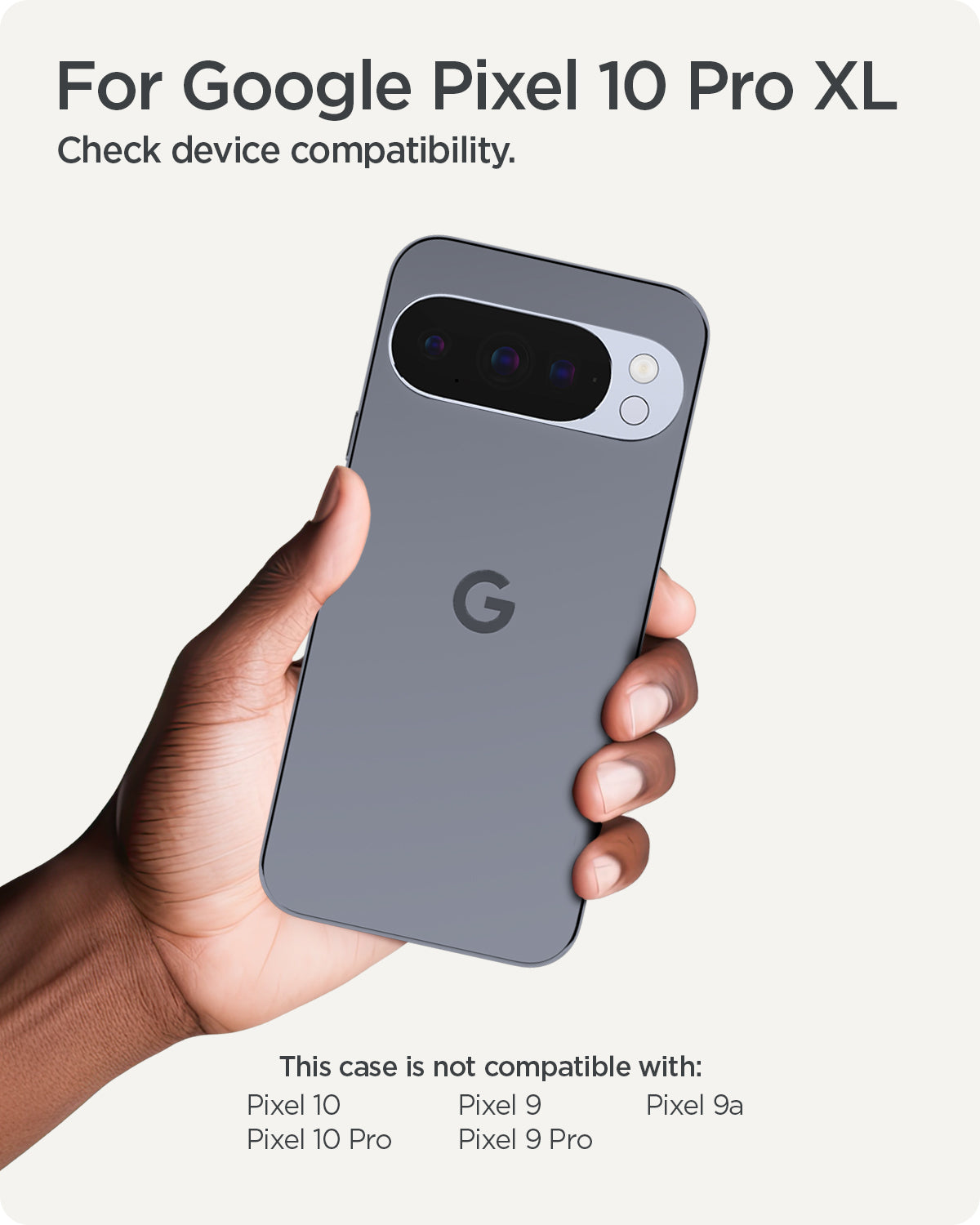 ACS09736 - Pixel 10 Pro XL Case Nano Pop (MagFit) in black sesame showing the compatibility. Only compatible for the Pixel 10 Pro XL