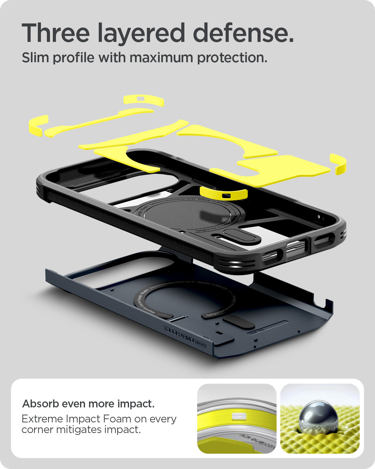 ACS09729 - Pixel 10 Pro XL Tough Armor AI (MagFit) in Metal Slate showing three layered defense. slim profile with maximum protection