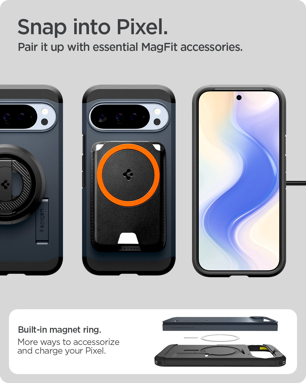 ACS09729 - Pixel 10 Pro XL Tough Armor AI (MagFit) in Metal Slate showing snap inro pixel. Pair it up with essential magfit accessories.