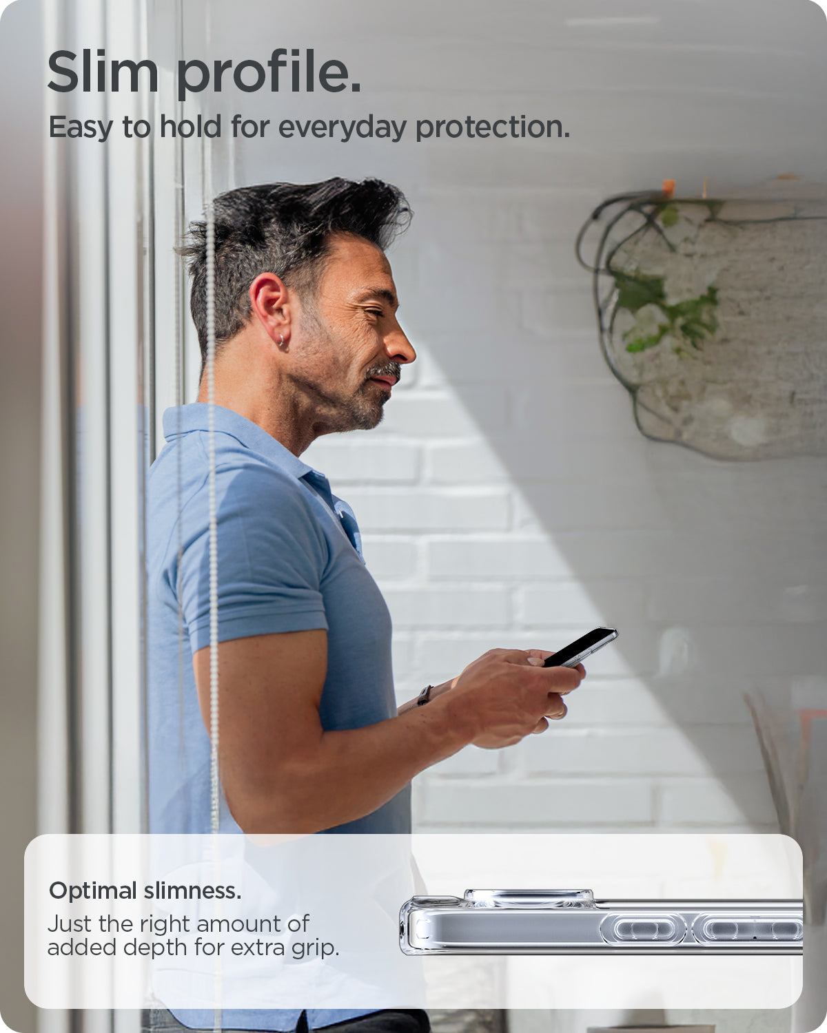 ACS09715 - Pixel 10 / Pixel 10 Pro Case Ultra Hybrid in crystal clear showing the slim profile. Easy to hold for everyday protection