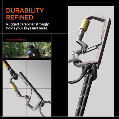 AHP08894 - Carabiner | LF101 in black showing the durability refined. Rugged carabiner strongly holds your keys and more.