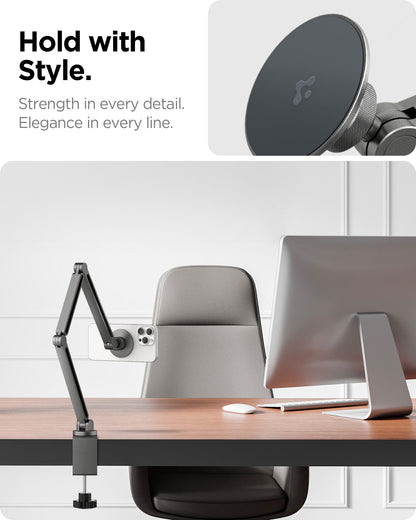 AMP09694 - Phone OneTap Clamp (MagFit) in Space Gray showing hold with style