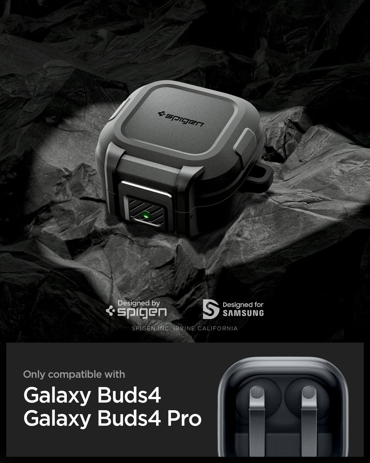 ACS11202 - Galaxy Buds 4 Series - Lock Fit in Matte Black showing only compatible with galaxy buds 4 and pro
