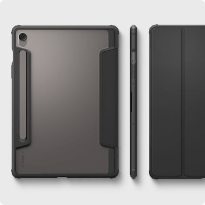 ACS09498 - Galaxy Tab S10 FE Case Ultra Hybrid Pro in Black showing the back, side and partial front