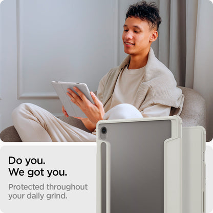 ACS09533 - Galaxy Tab S10 FE Case Ultra Hybrid Pro in Gray showing the protection throughout your daily grind