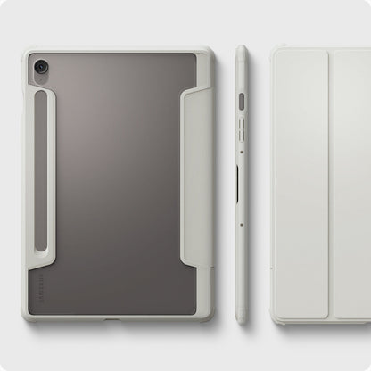 ACS09533 - Galaxy Tab S10 FE Case Ultra Hybrid Pro in Gray showing the back, side and partial front