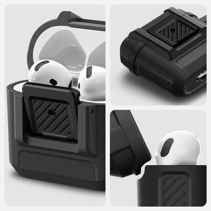 ACS09020 - AirPods 4 Case Lock Fit in Matte Black showing the different angles