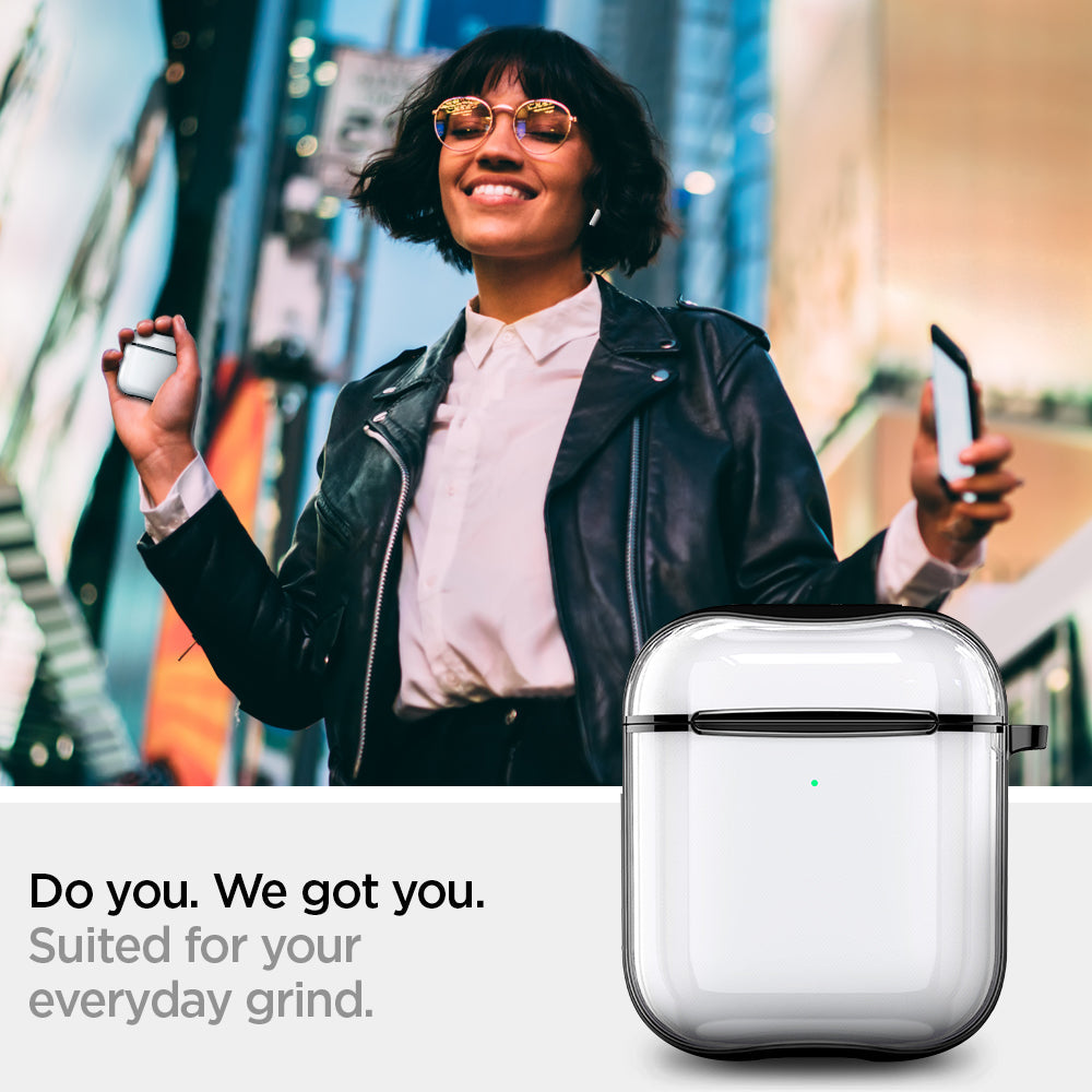 ASD01300 - Apple AirPods 1 / 2 Case Ultra Hybrid in black showing how it is suited for your everyday grind