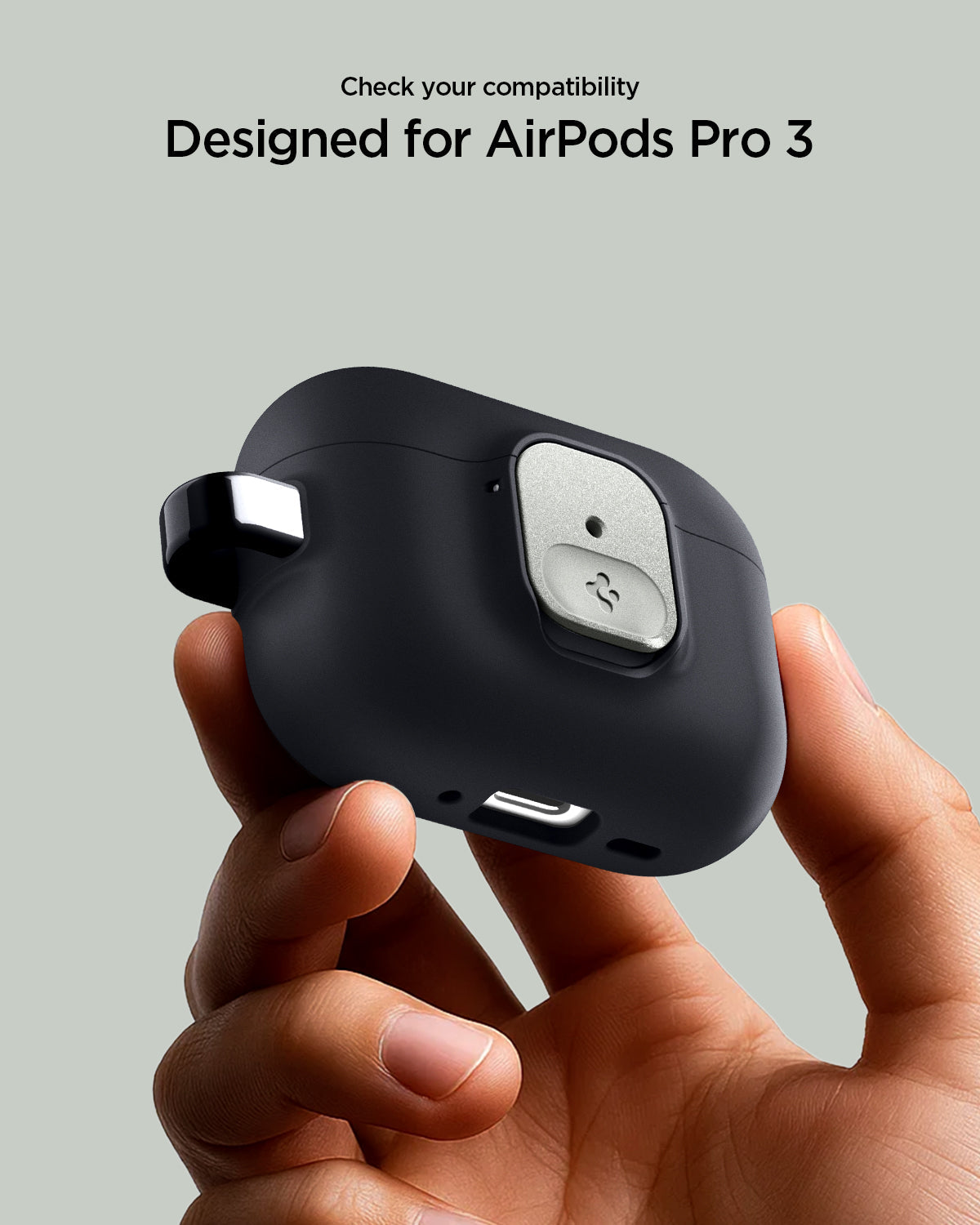ACS10133 - AirPods Pro 3 Nano Pop in Black Sesame showing check your compatibility. Designed for airpods pro 3