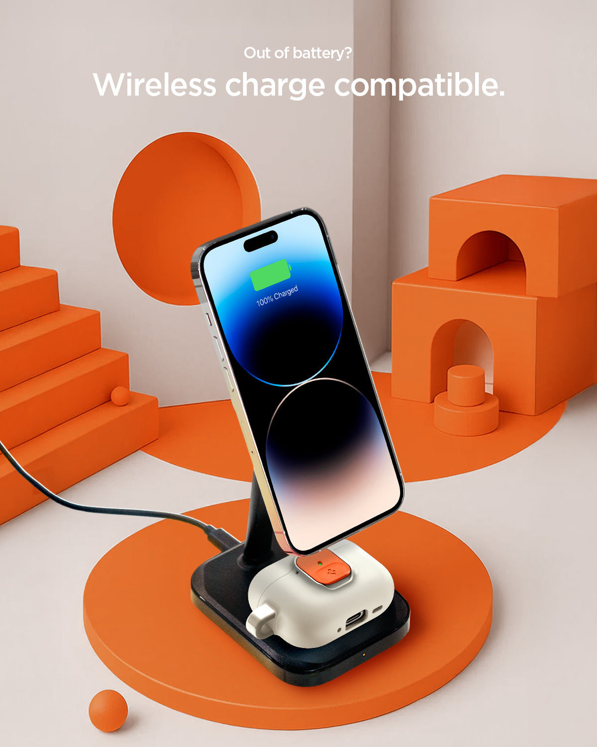 ACS10134 - AirPods Pro 3 Nano Pop in Orange Beige showing out of battery? Wireless charge compatible.