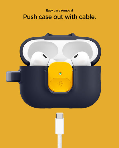 ACS09829 - AirPods Pro 3 Nano Pop in Blueberry Navy showing easy case removal. push case out with cable