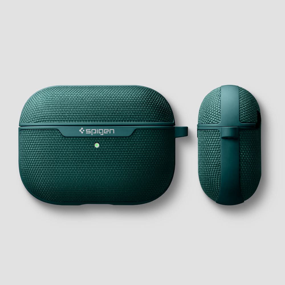 ASD00825 - Apple AirPods Pro Case Urban Fit in midnight green showing the front and side