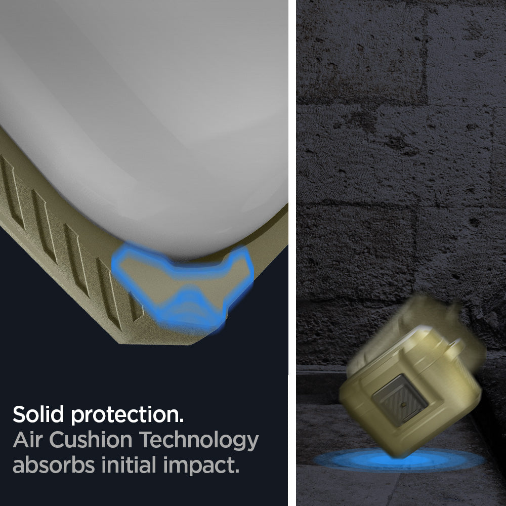 ACS05910 - Apple AirPods Pro Case Lock Fit in vintage khaki showing solid protection. Air cushion technology absorbs initial impact