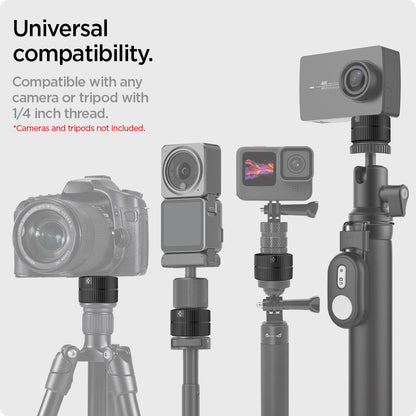AHP04759 - AirTag Camera Mount Adapter in black showing the universal compatibility. Compatible with any camera or tripod with 1/4 inch thread