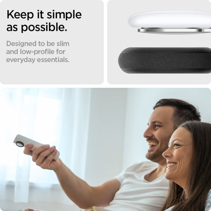 AHP03070 - Apple AirTag Case Silicone Fit in black showing the designed to be slim and low-profile for everyday essentials