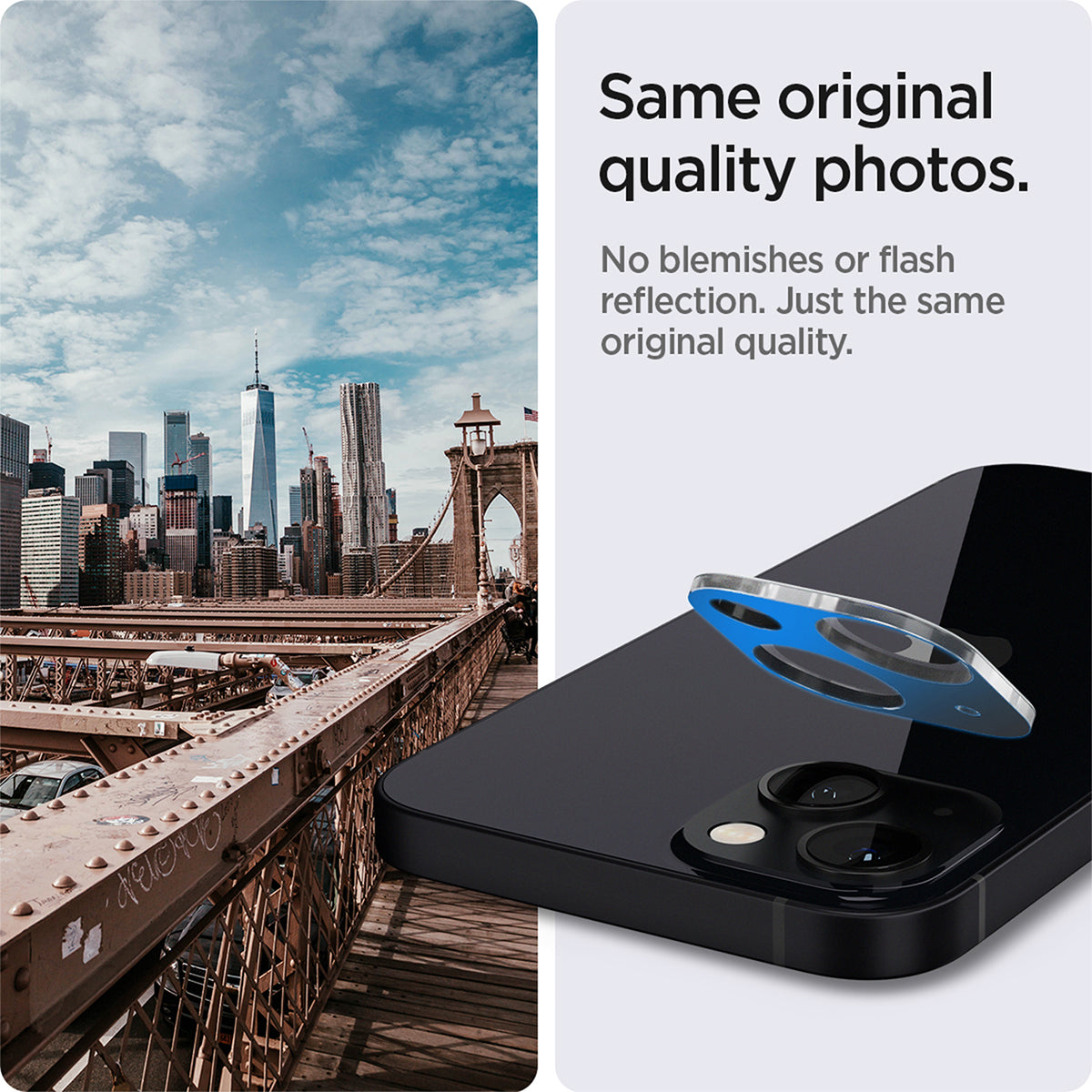 AGL04105 - iPhone 13 Mini / iPhone 13 Optik Lens Protector in crystal clear showing same original quality photos. No blemishes or flash reflection. Just the same original quality.