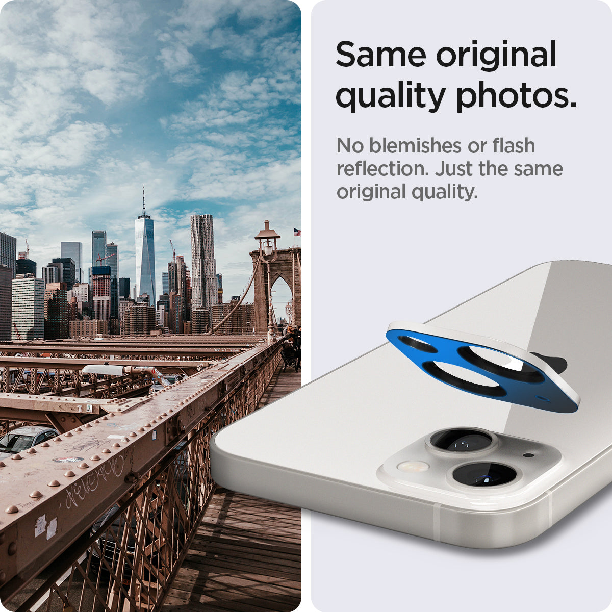 AGL04038 - iPhone 13 Mini / iPhone 13 Optik Lens Protector in starlight showing same original quality photos. No blemishes or flash reflection. Just the same original quality.