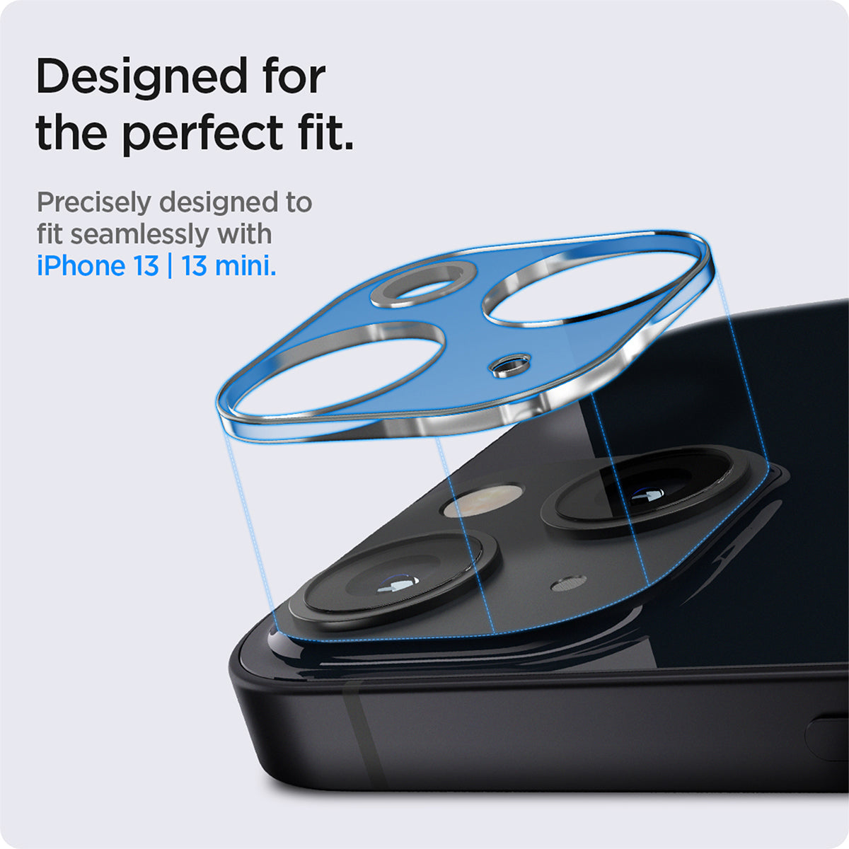 AGL04105 - iPhone 13 Mini / iPhone 13 Optik Lens Protector in crystal clear showing designed for the perfect fit. Precisely designed to fit seamlessly with iPhone 13 and 13 mini