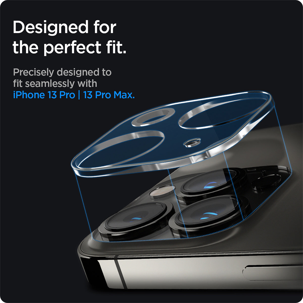 AGL04104 - iPhone 13 Pro Max / iPhone 13 Pro Optik Lens Protector in crystal clear showing designed for the perfect fit. Precisely designed to fit seamlessly with iPhone 13 pro and 13 pro max