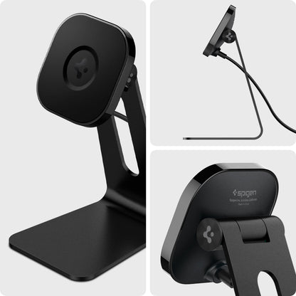 ACH02574 - OneTap Pro Wireless Magnetic Charging Stand (MagFit) in black showing the different angles