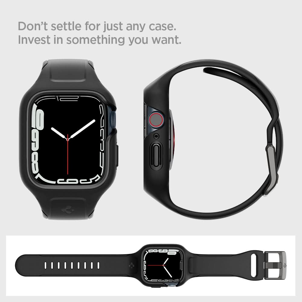 ACS04182 - Apple Watch Series (45mm) Case Liquid Air Pro in black showing the different angles