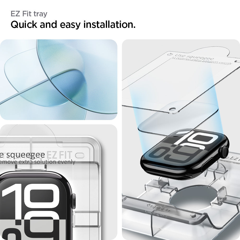 AFL08580 - Apple Watch 10 (42mm) EliteShield EZ Fit in Clear showing the EZ Fit tray. Quick and easy installation