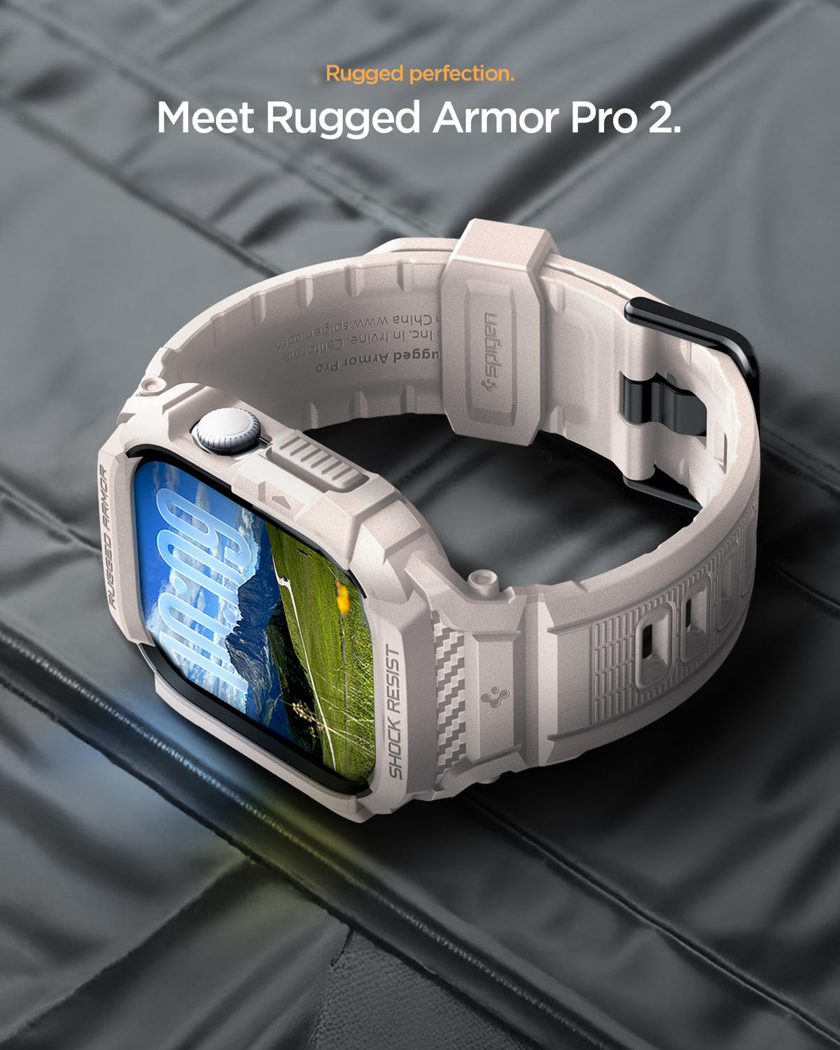 ACS10496 - Apple Watch 10/11 (42mm) Rugged Armor Pro 2 in Dune Beige rugged perfection. meet rugged armor pro 2