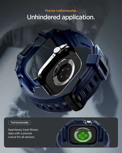 ACS10505 - Apple Watch 10/11 (46mm) Rugged Armor Pro 2 in Navy Blue showing precise craftsmanship. unhindered application