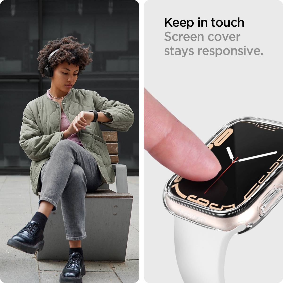 ACS04611 - Apple Watch Series (45mm) Case Ultra Hybrid in crystal clear screen cover stays responsive. Keep in touch.