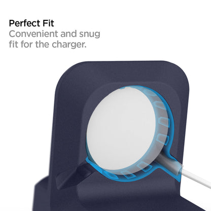 000CD21182 - Apple Watch Night Stand S350 in midnight blue showing the Perfect Fit. Convenient and snug fit for the charger