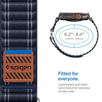 AMP10143 - Apple Watch 10/11 (46mm) WBF0 in Navy showing the lightweight and sleek nylon band for seamless all-day wear. 6.2"-8.4" (160mm - 215mm)