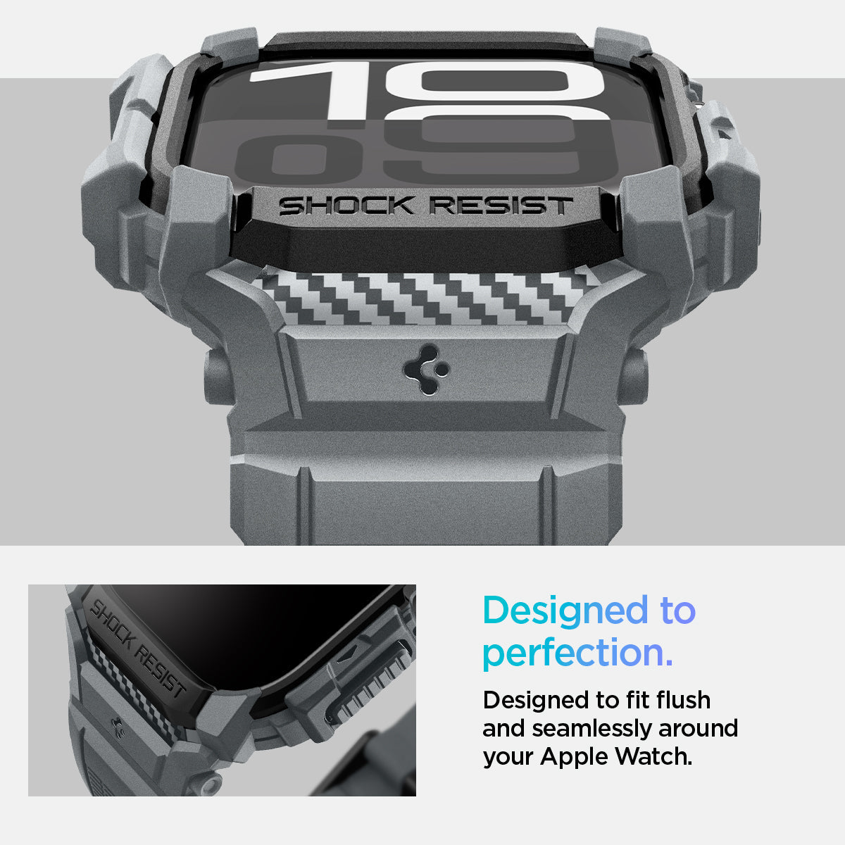 ACS08605 - Apple Watch 10 (46mm) Case Rugged Armor Pro in Dark Gray designed to fit flush and seamlessly around your apple watch.