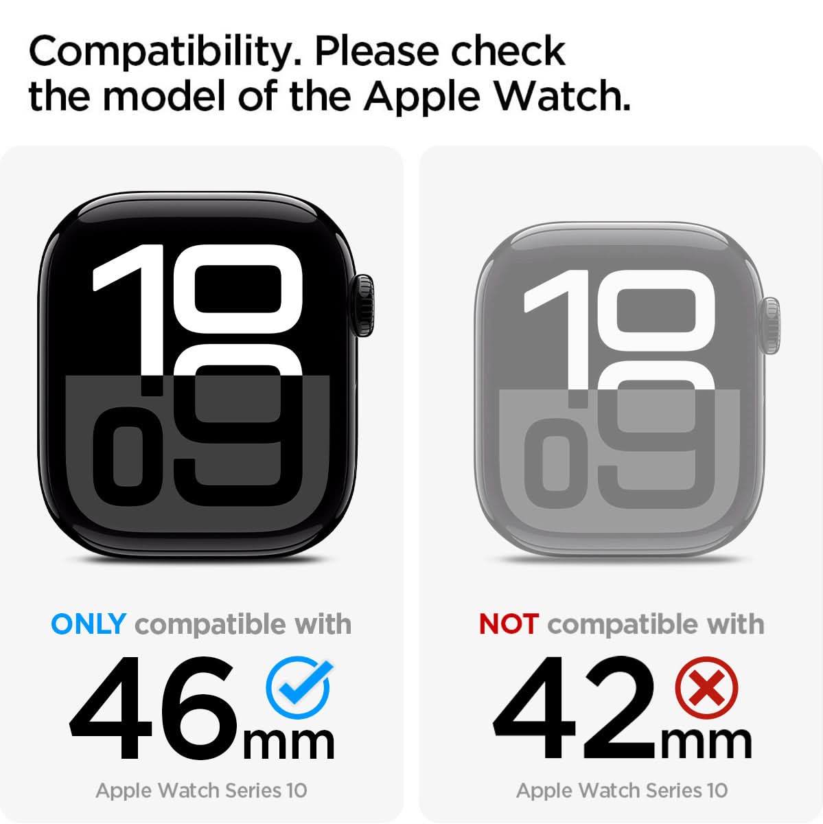 ACS09318 - Apple Watch 10 (46mm) Case Liquid Air Pro in Gray compatibility. please check the model of the apple watch. only compatible with 46mm apple watch series 10. Not compatible with 42mm apple watch series 10.