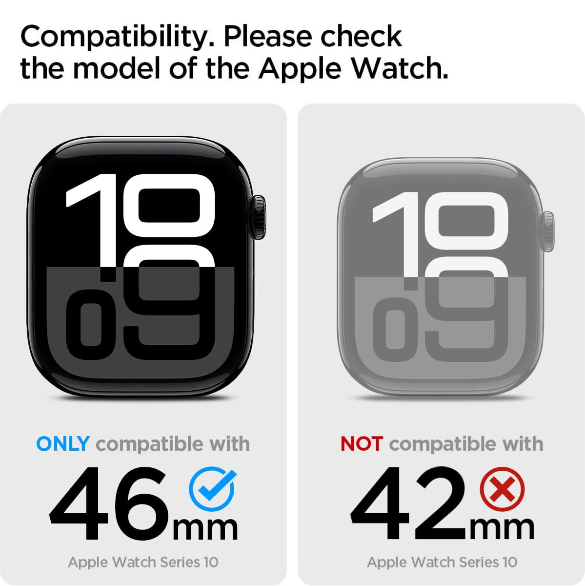 ACS09317 - Apple Watch 10 (46mm) Case Liquid Air Pro in Matte Black compatibility. please check the model of the apple watch. only compatible with 46mm apple watch series 10. Not compatible with 42mm apple watch series 10.
