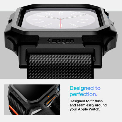 ACS08594 - Apple Watch (42mm) Case Lite Fit Pro in Matte Black showing the designed to perfection. Designed to fit flush and seamlessly around your Apple Watch