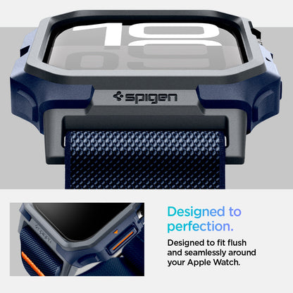 ACS08925 - Apple Watch 10 (46mm) Case Lite Fit Pro in Navy Blue showing the designed to perfection. Designed to fit flush and seamlessly around your Apple Watch