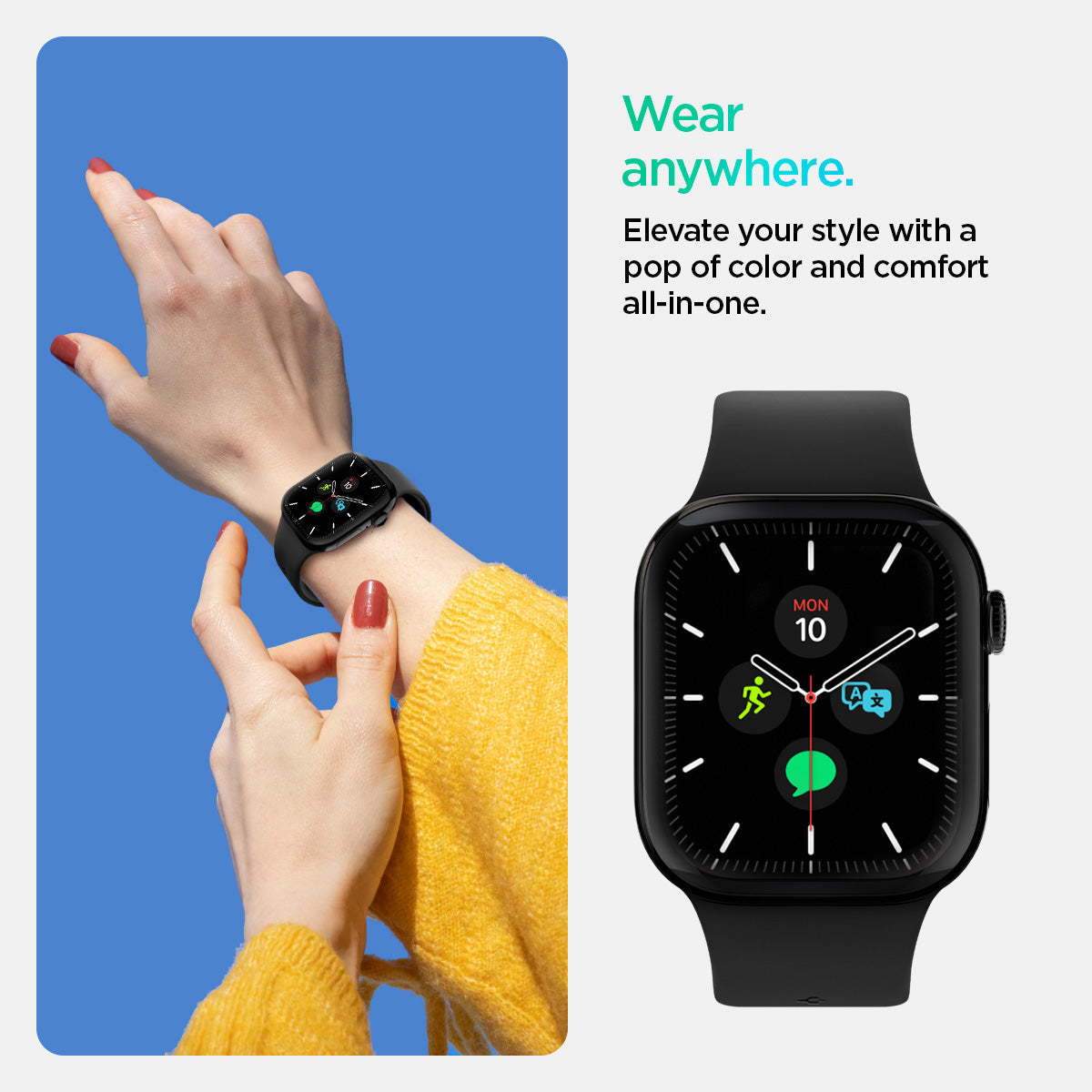 AMP09321 - Apple Watch Series - Nano Pop 46mm in Black Sesame wear anywhere. Elevate your style with a pop of color and comfort all in one.