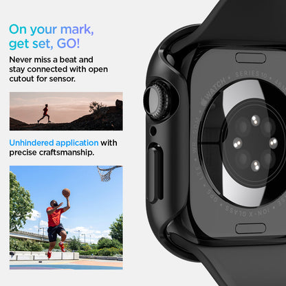 ACS08601 - Apple Watch 10 (46mm) Case Thin Fit in Black never miss a beat and stay connected with open cutout for the sensor. Write down On your mark, get set GO! Unhindered application with precise craftsmanship.