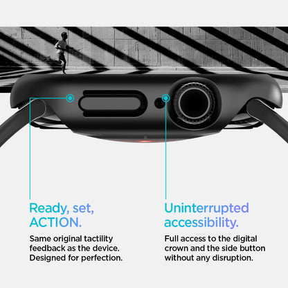 ACS08601 - Apple Watch 10 (46mm) Case Thin Fit in Black same original tactility feedback as the device designed for perfection. Ready set action. Uninterrupted accessibility. Full access to the digital crown and the side button without any disruption.